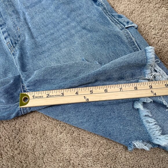 KanCan Overall Shorts Womens Medium Blue Distressed Denim Jean Country Festival - Picture 6 of 8